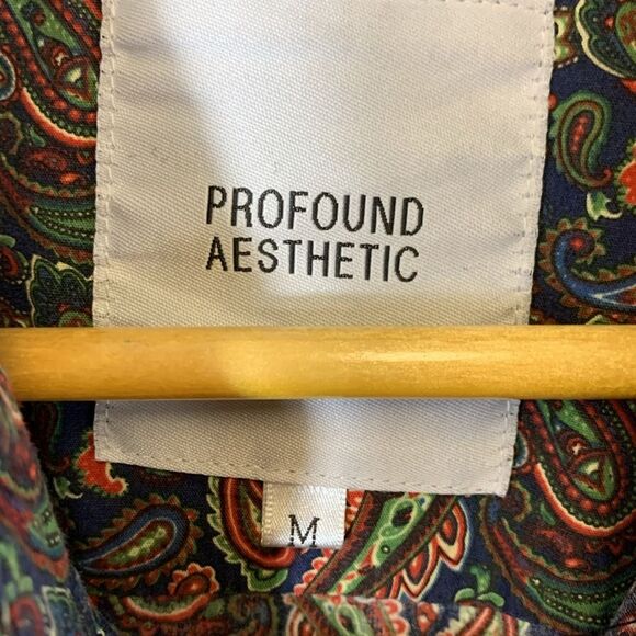 Profound Aesthetic Colorful Paisley Short Sleeve Button-Down Shirt Size M - Picture 4 of 12